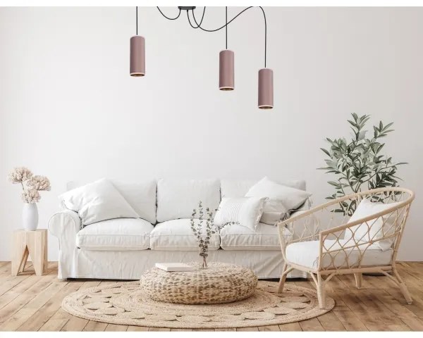 Lustr AVALO 3xE27/60W/230V cablu roz/miediu