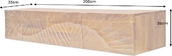 Comoda TV suspendata din lemn de mango Scorpion 200cm, maro