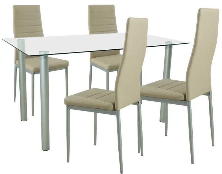 Set de masă Verna 4+1 bej-gri