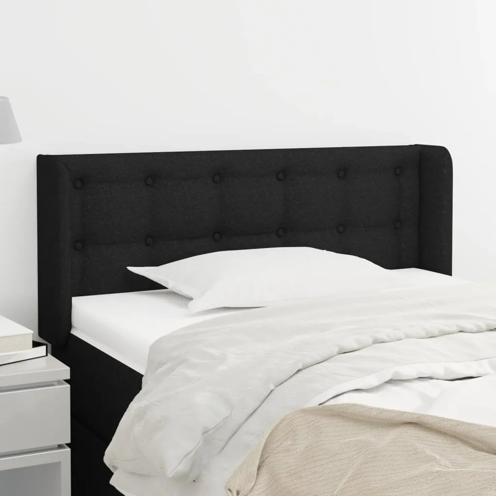 vidaXL Tăblie de pat cu aripioare negru 83x16x78/88 cm textil