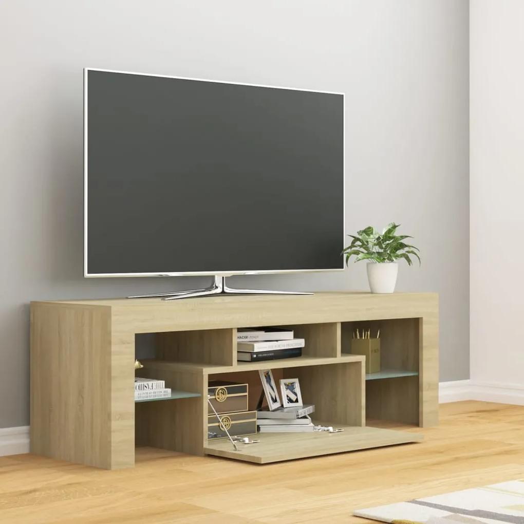 Comoda TV cu lumini LED, stejar Sonoma, 120x35x40 cm 1, Stejar sonoma