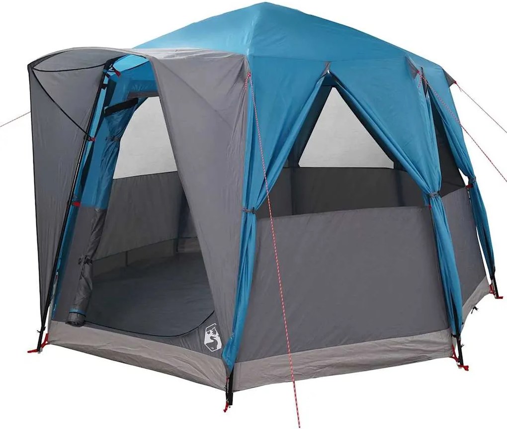 vidaXL Cort cabană pentru 3 persoane cu acoperiș Albastru și Gri