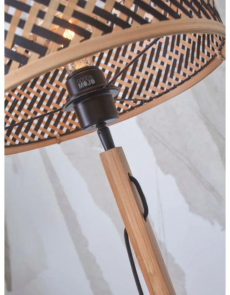 Lampadar negru/în culoare naturală cu abajur din bambus (înălțime 128 cm) Java – Good&amp;Mojo