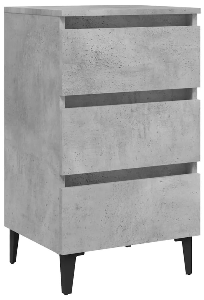 Noptiere cu picioare metalice, 2 buc. gri beton, 40x35x69 cm 2, Gri beton