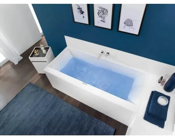 Cada dreptunghiulara, Villeroy&Boch Squaro Edge 12, compozit Quaryl, 160x75cm, Alb Alpin, UBQ160SQE2DV-01