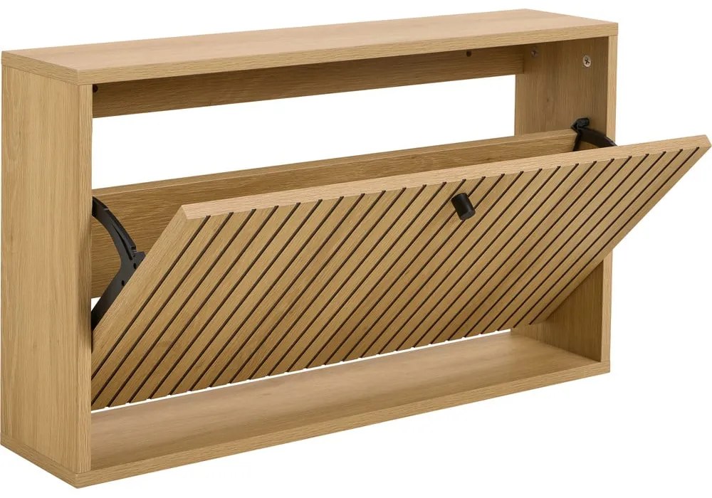 Pantofar în culoare naturală cu deschidere înclinată cu aspect de lemn de stejar 72x43x17 cm Albany – Actona