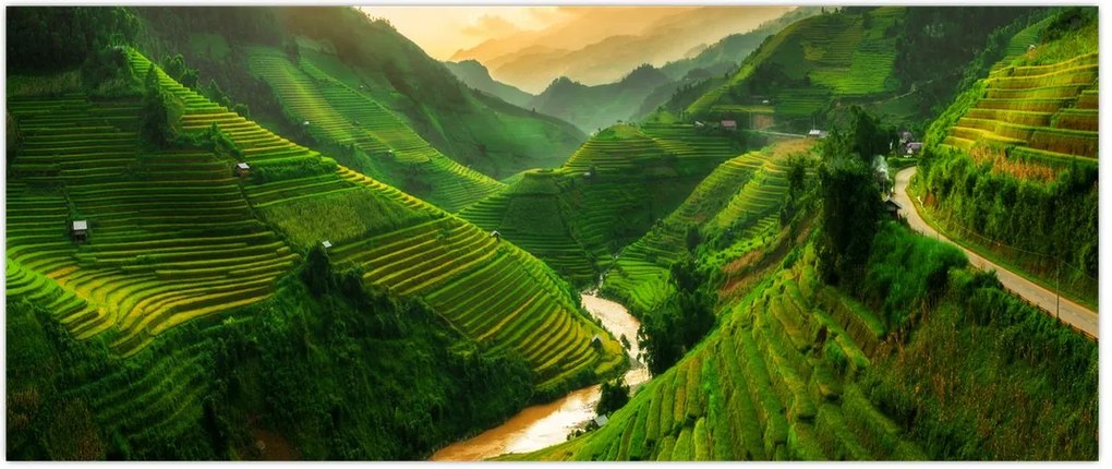 Tablou - Terase de orez Mu Cang Chai (120x50 cm)