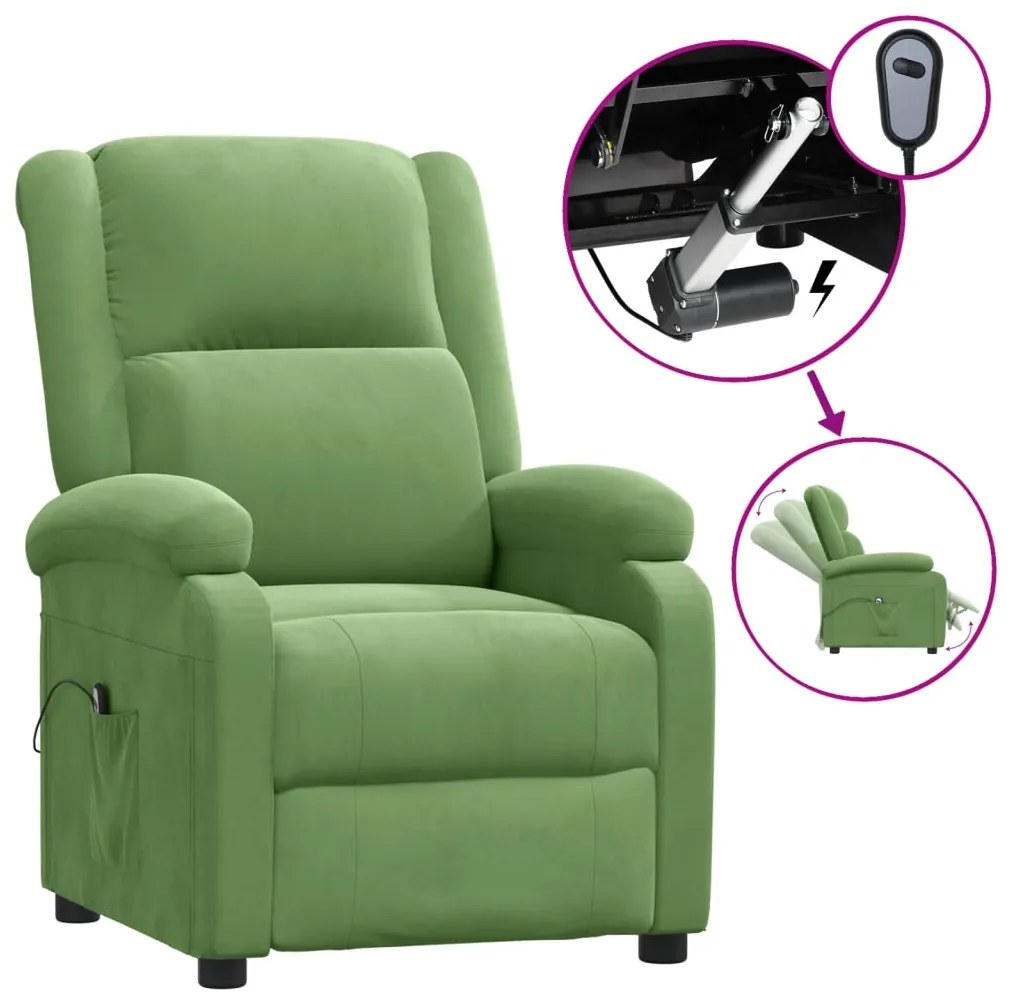 3098396 vidaXL Fotoliu rabatabil electric, verde deschis, catifea