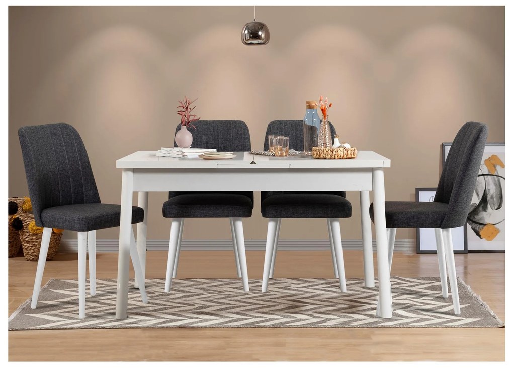 Set mobilier sufragerie Dobuse 3 (alb + antracit) (pentru 4 persoane). 1093806