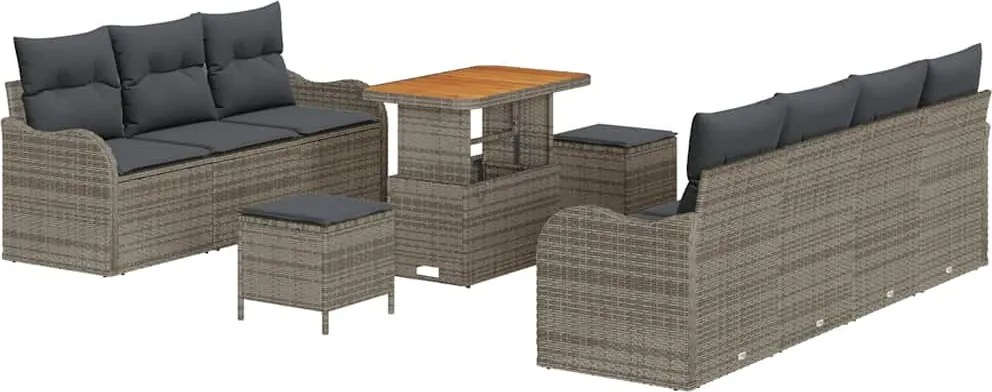 vidaXL Set de canapele pentru grădină cu pernă cu pernă 10 pcs Gri