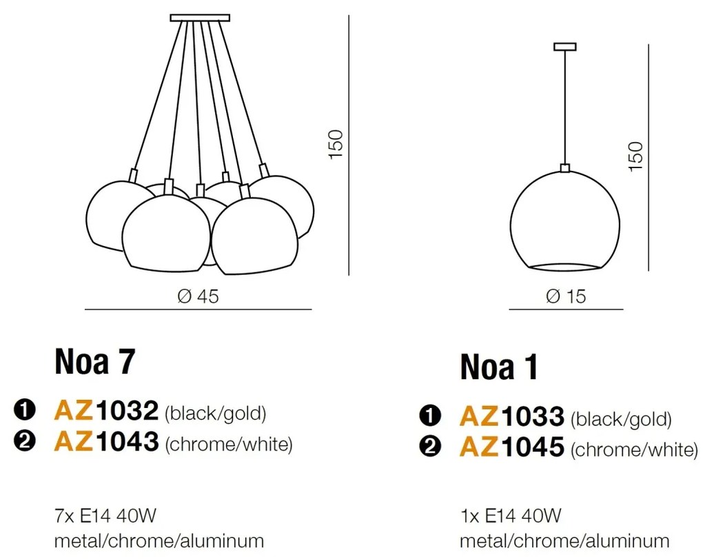 Lustra design modern Noa 7 chrome/white