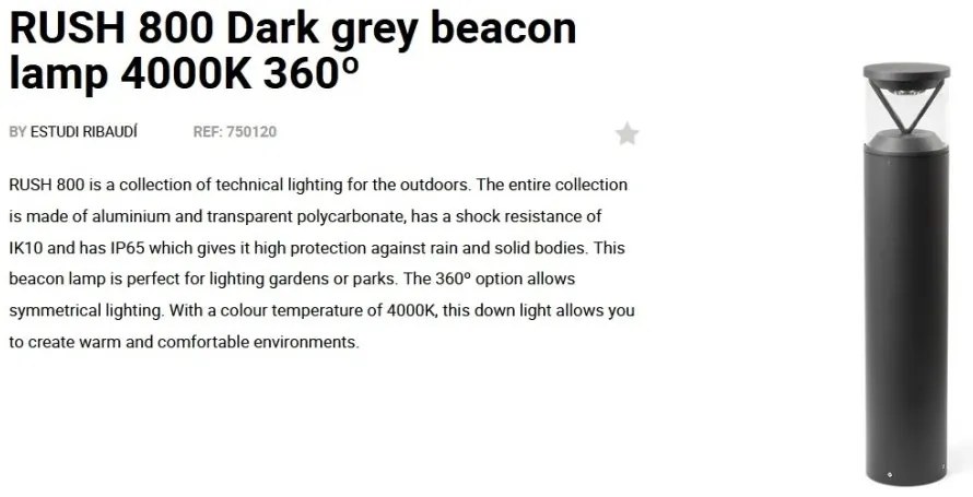 Stalp LED iluminat exterior simetric 360º IP65 RUSH 80cm 4000K