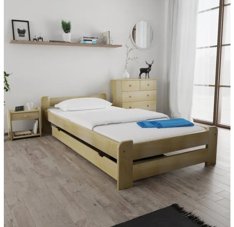 Pat Emily 120 x 200 cm, pin Saltele: Cu saltele Somnia 18 cm, Somiera pat: Cu lamele drepte