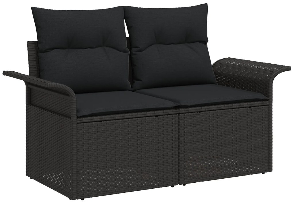 Set canapea grădină 7 piese perne Negru Ratan Polimeric