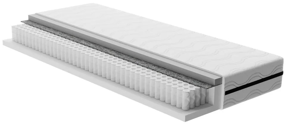 Pat bej tapițat cu spațiu de depozitare cu saltea 90x200 cm Avela – Bonami Selection