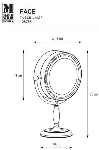 Oglindă cosmetică Markslöjd 108788 FACE 1xE14/25W/230V