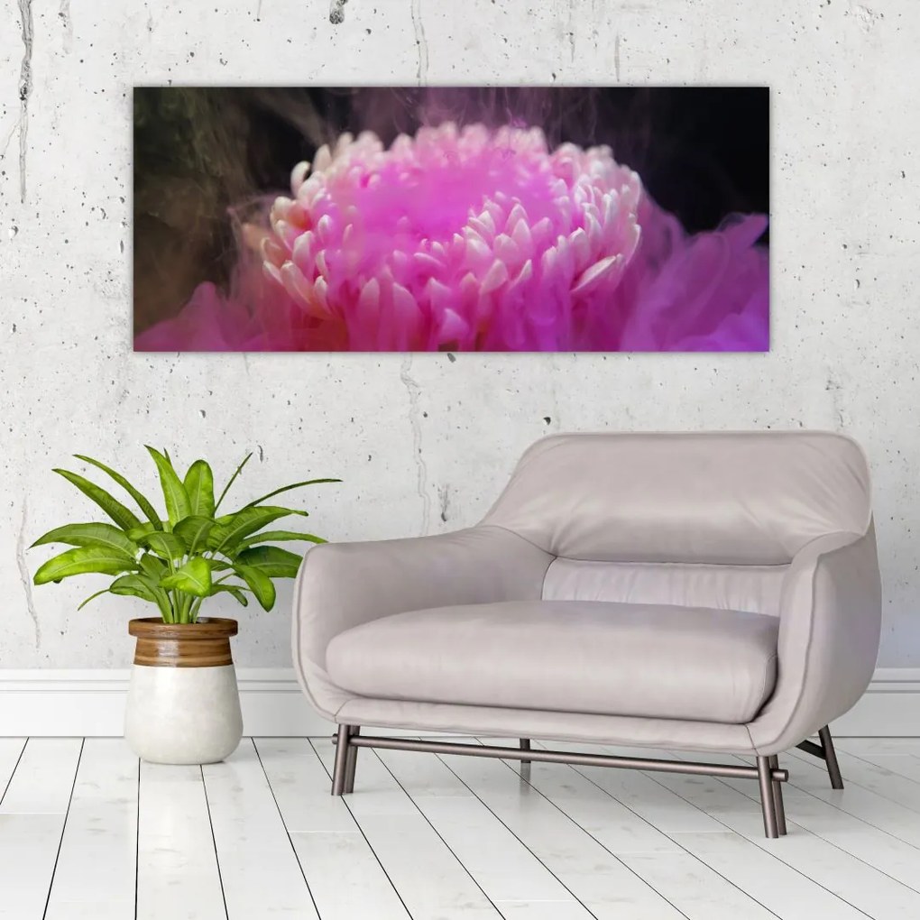 Tablou cu floare în fum roz (120x50 cm)