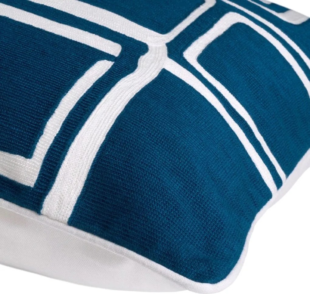 Perna decorativa design LUX Ribeira 50x50cm, albastru/ alb