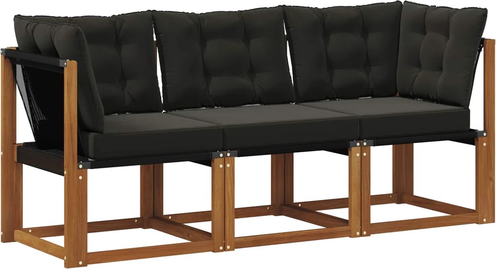 vidaXL Canapea de exterior din mijloc și colț 3 Bucată natural