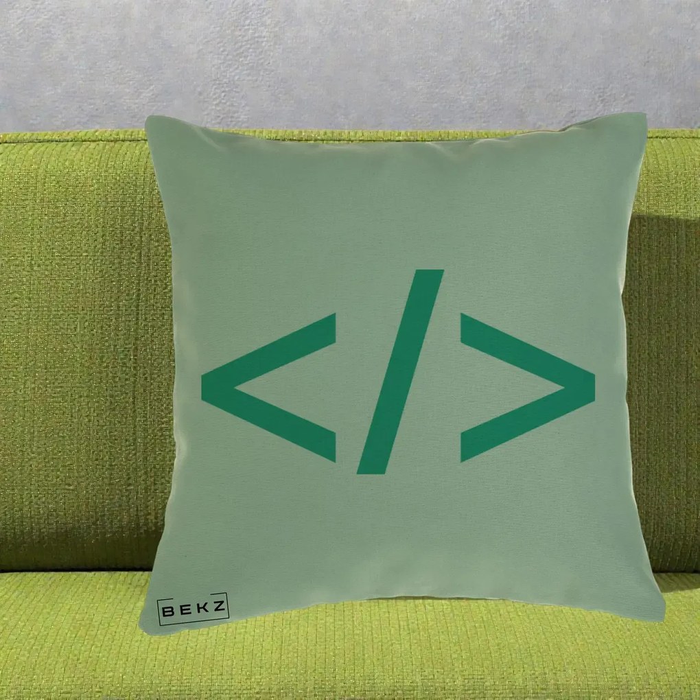 Perna Personalizata Cod HTML Turcoaz, 40x40 cm, Verde, Husa Detasabila, Perna Inclusa, BEKZ®