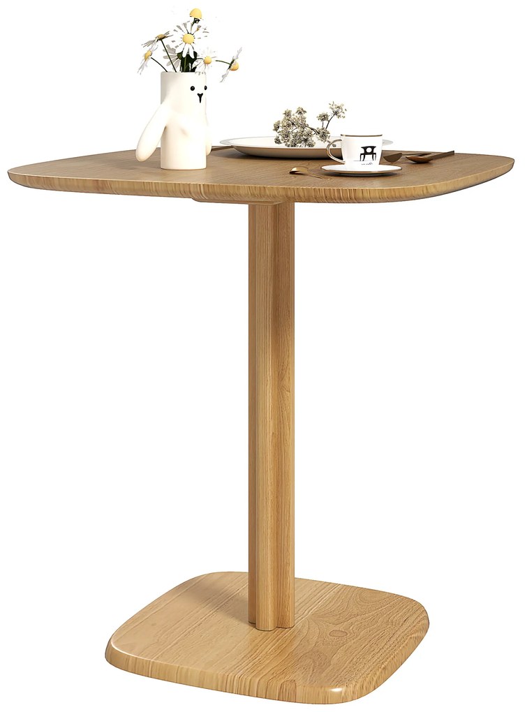 HOMCOM Masă de dining pentru 4 persoane masă de bucătărie stil modern cu blat aspect lemn, 70 x 70 cm, lemn natural | Aosom Romania