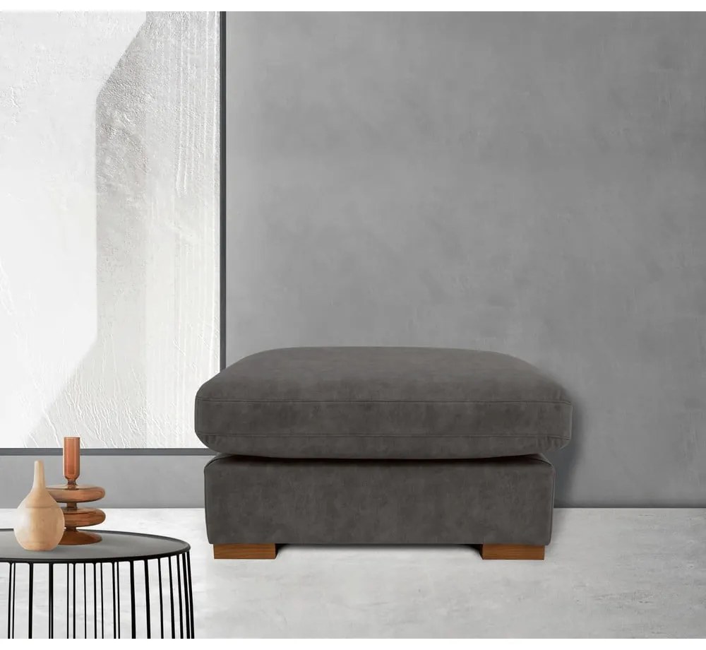 Taburet gri antracit cu tapițerie din imitație de piele Hamburg – Scandic