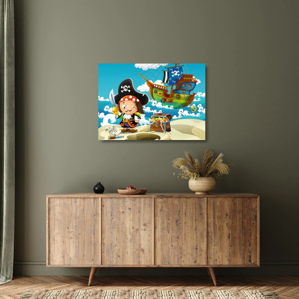Tablou pe sticlă - Comoara piraților (70x50 cm)