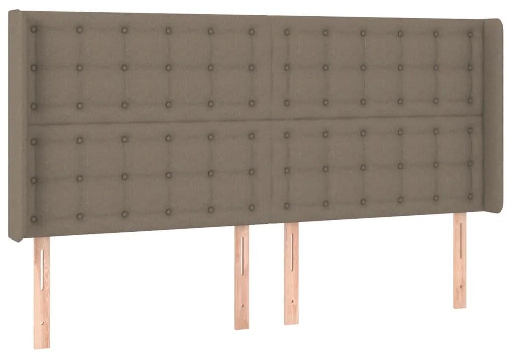 Tablie de pat cu LED, gri taupe, 183x16x118 128 cm, textil 1, Gri taupe, 183 x 16 x 118 128 cm