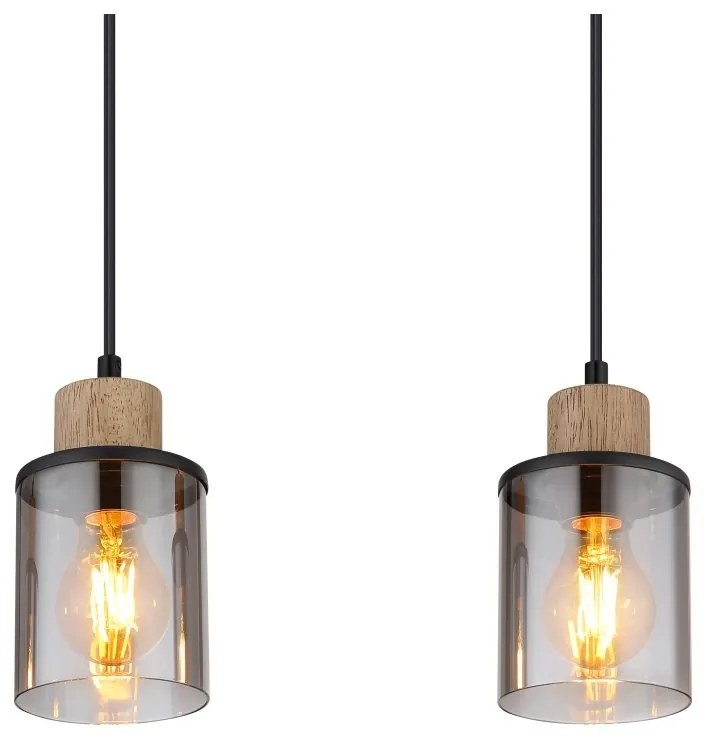 Lustra suspendata design modern REID negru, fumuriu, maro inchis