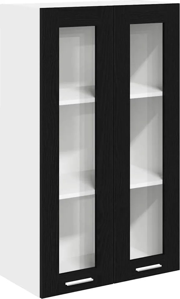 vidaXL Dulap suspendat cu ușă Riga Stejar Negru 60 x 31 x 100 cm
