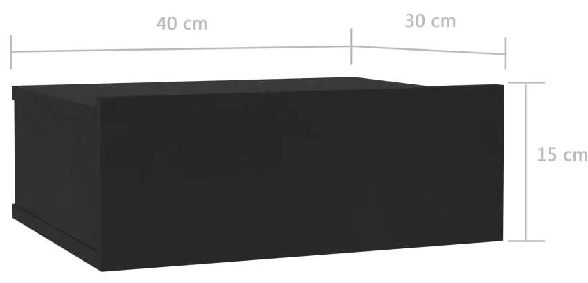 Noptiere suspendate, 2 buc., negru, 40x30x15 cm, PAL 2, Negru