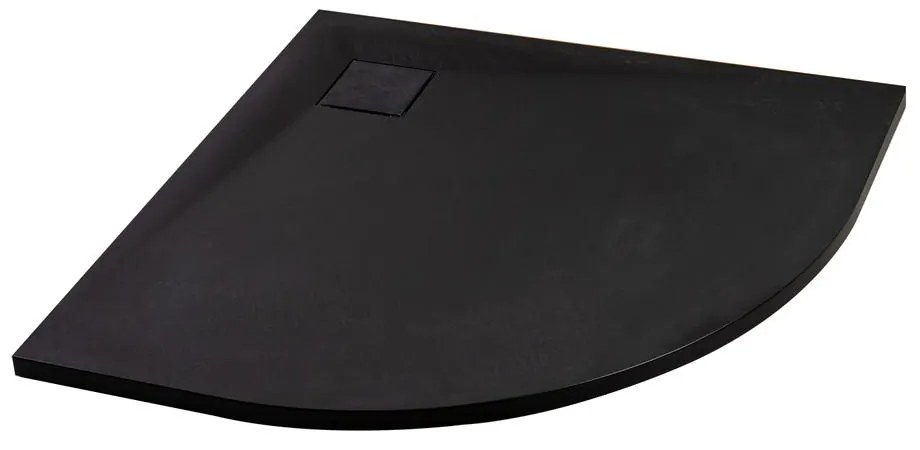 Cagliari Black 80x80x2,6 cm Cădiță de duș semicirculară, SMC, cu sifon inclus