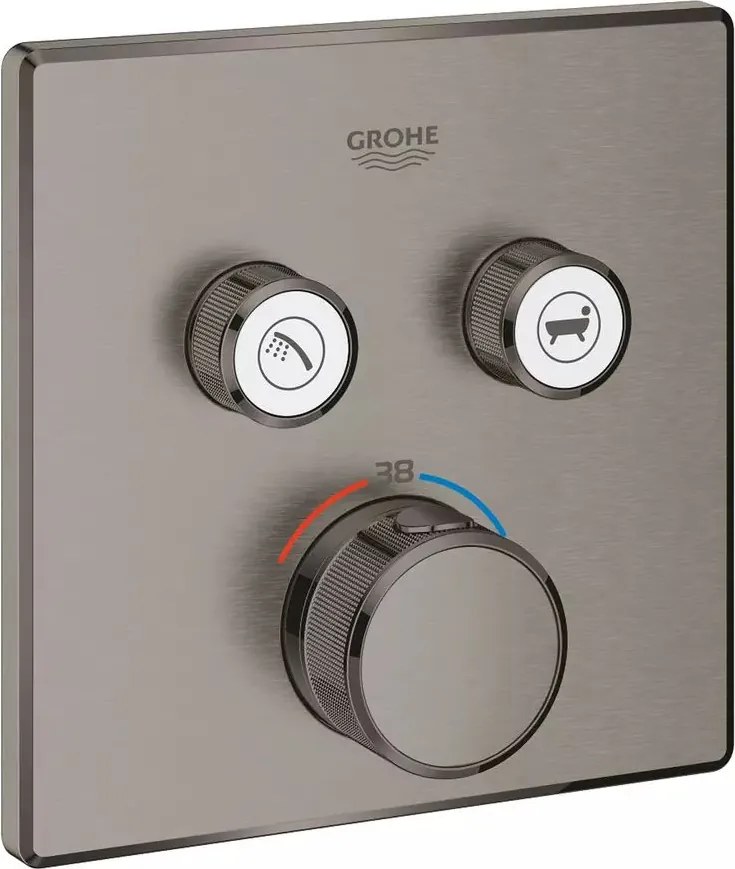 Baterie cada - dus incastrata Grohe Grohtherm SmartControl antracit periat Hard Graphite fara corp ingropat