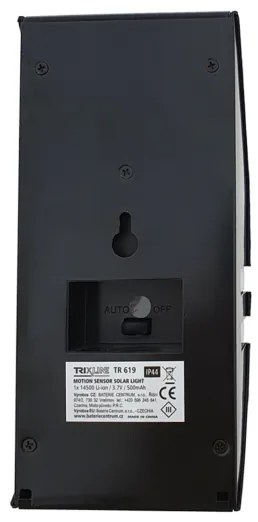 Aplică LED solară cu senzor LED/3,7V 500 mAh IP44 negru