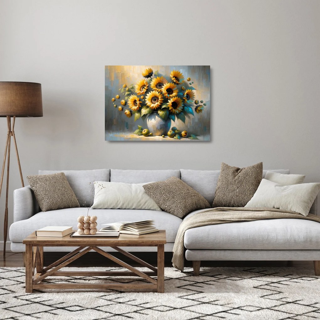 Tablou pe sticlă – Vază cu floarea-soarelui (70x50 cm)