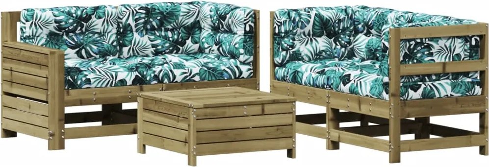 vidaXL Set mobilier de grădină cu perne, 5 piese, lemn de pin tratat
