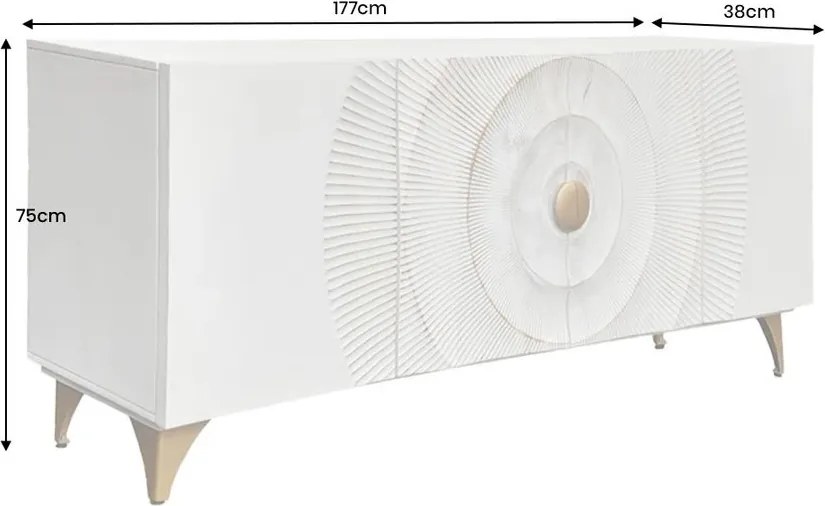 Comoda design vintage Golden Sunset 180cm alb