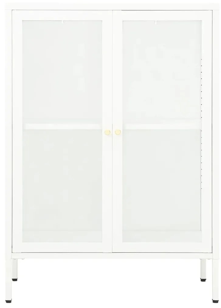 Servanta, alb, 75x35x105 cm, otel si sticla 1, Alb