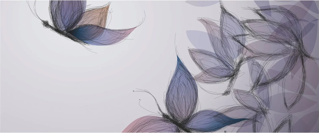 Tablou - Fluturi desenați (120x50 cm)