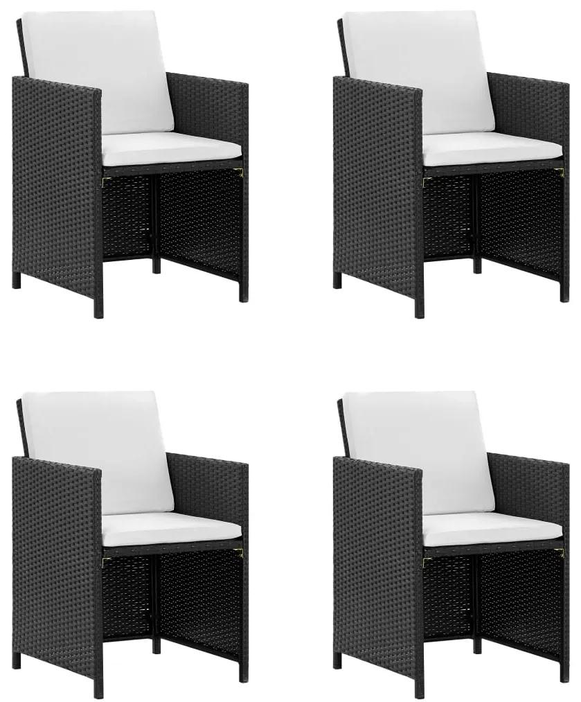 42522 vidaXL Set mobilier de exterior cu perne, 9 piese, negru, poliratan