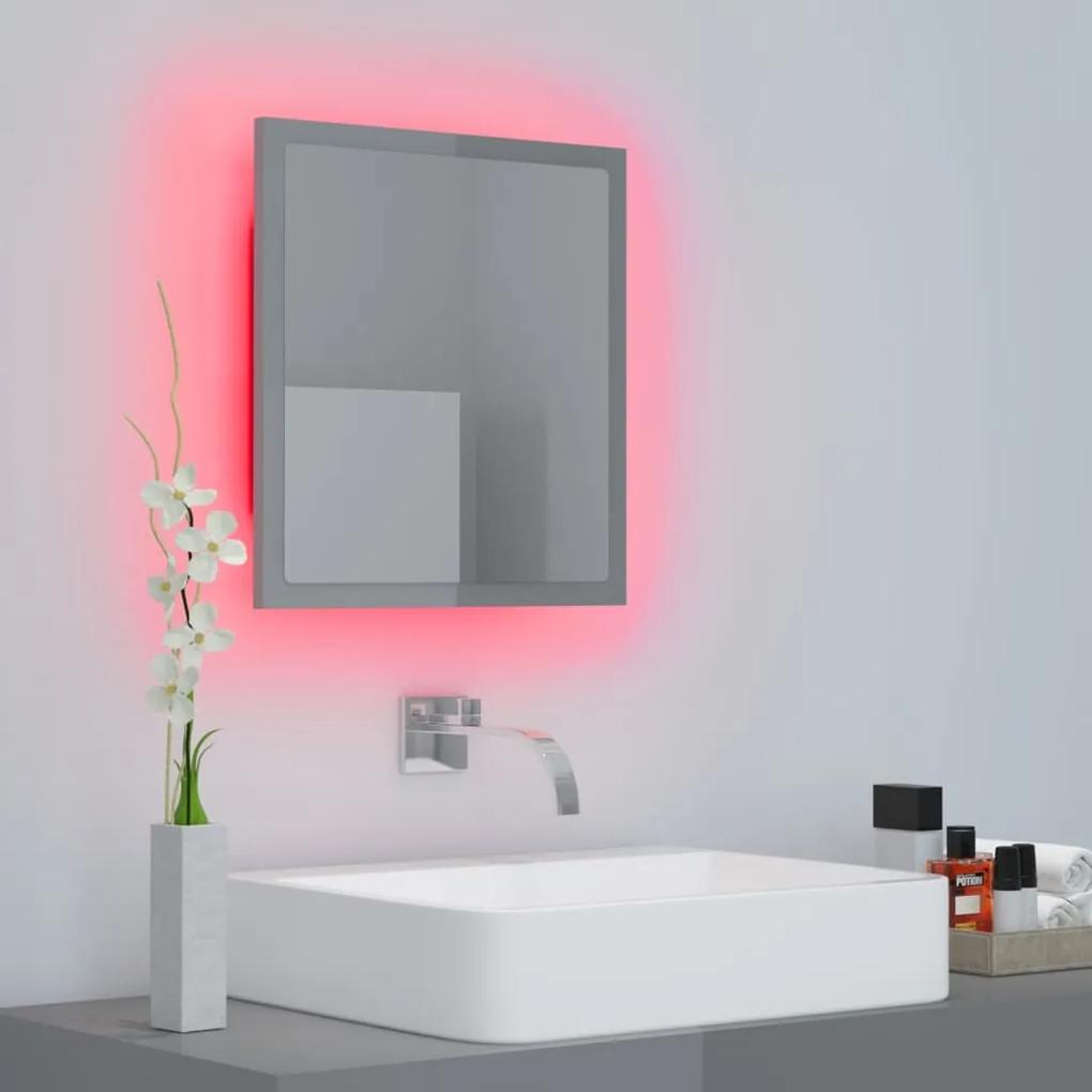 Oglinda de baie cu LED, gri extralucios, 40x8,5x37 cm gri foarte lucios