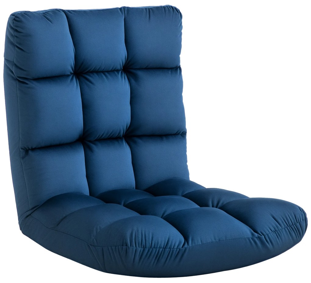 HOMCOM Fotoliu Convertibil Fotoliu Leneș Mare Confort Inclinație Spătar Multipozitii 90°-180° Flanelă de Poliester Tapițat Albastru Regal | Aosom Romania