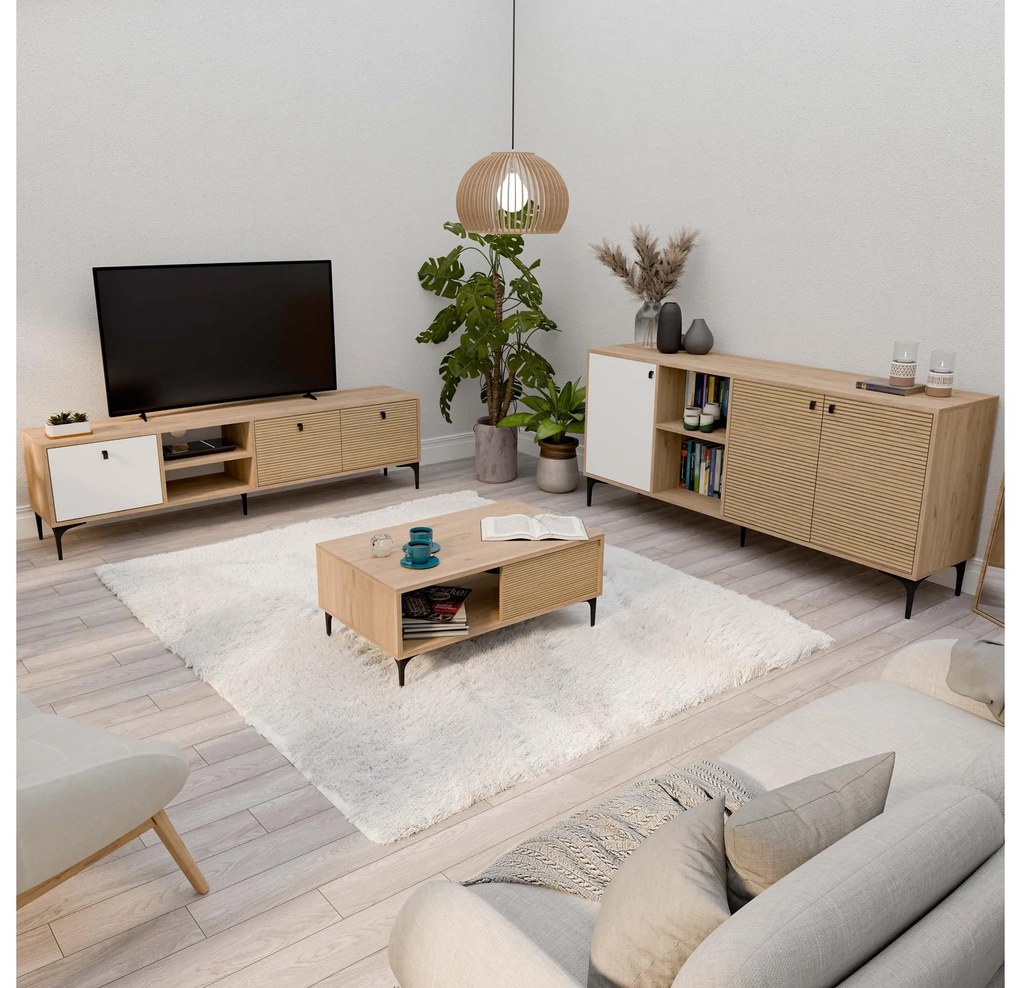 Set mobilier living Settle 2 (Stejar alb). 1108079