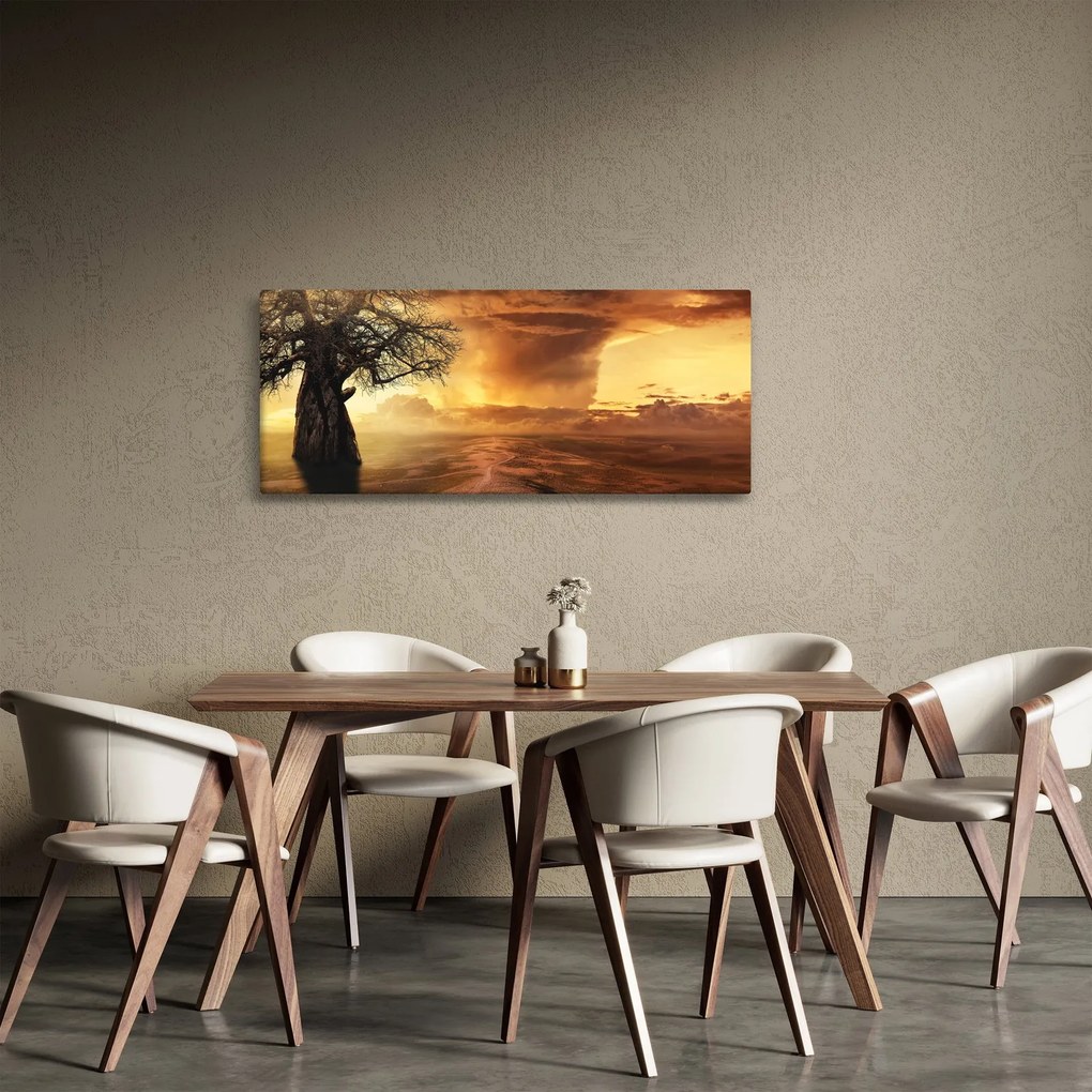 Tablou cu norii portocalii (120x50 cm)
