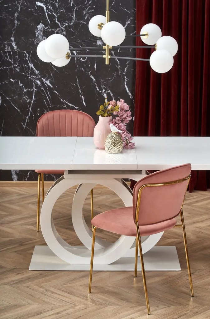 Set masa extensibila Galardo + 4 scaune K499 velvet roz