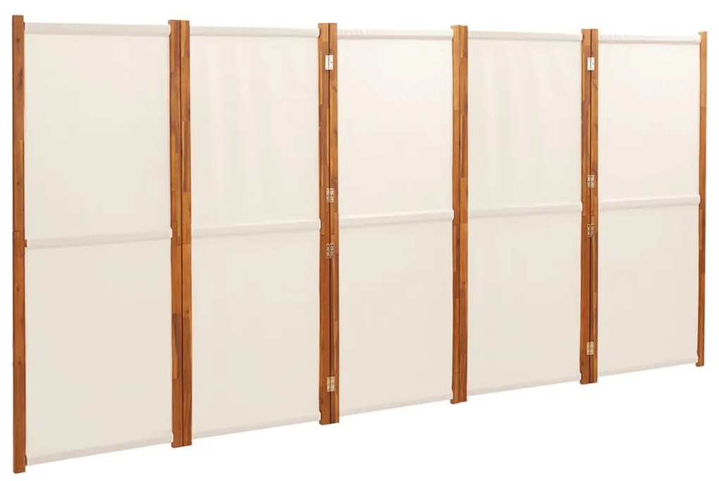 319185 vidaXL Paravan de cameră cu 5 panouri, alb crem, 350x180 cm
