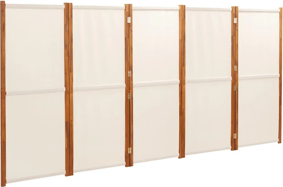 vidaXL Paravan de cameră cu 5 panouri, alb crem, 350x180 cm