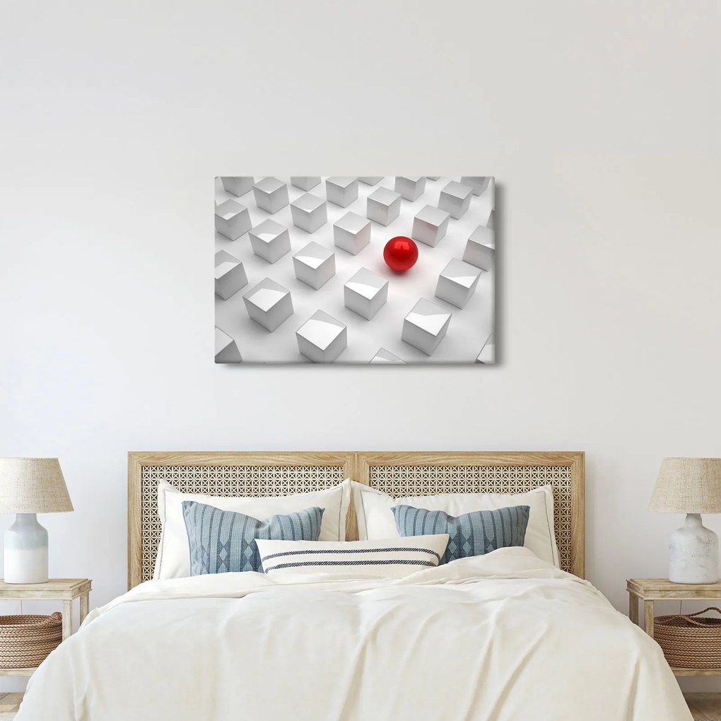 Tablou cu abstracție - cub cu bilă (90x60 cm)