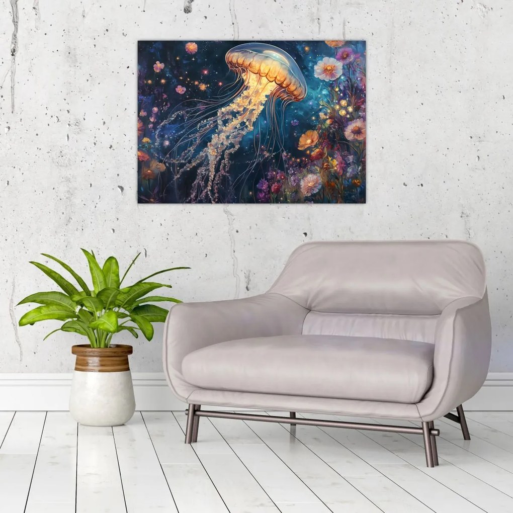 Tablou pe sticlă - Meduză magică (70x50 cm)