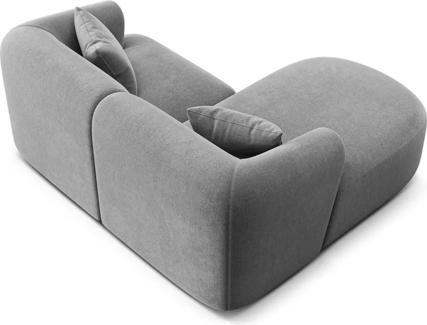 Colțar gri deschis cu tapițerie din catifea (cu colț pe partea stângă/cu șezlong) Campi – Cosmopolitan Design